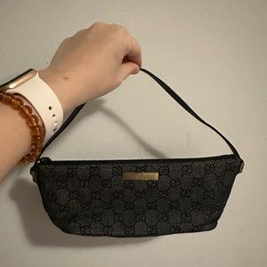 Black Gucci GG Canvas Boat Baguette